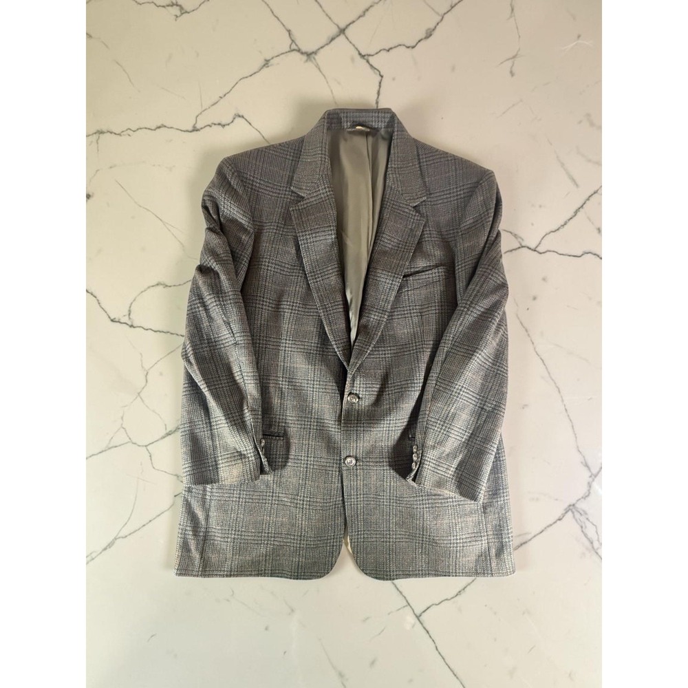 VINTAGE Brooks Brothers Blazer Size 46L Brown Houndstooth Plaid Union Wool USA - Picture 1 of 16